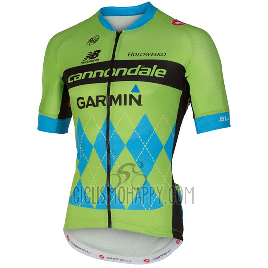 Cannondale Cycling Jersey Bib Short 2017 Men Short Sleeve Green and Blue